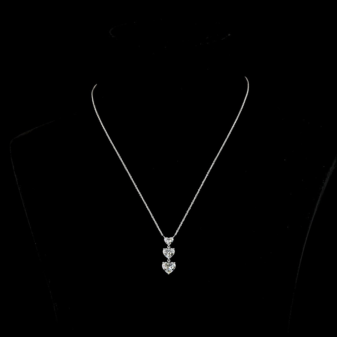 3.01 CT Heart Lab Grown Diamond Pendant in 14K White Gold