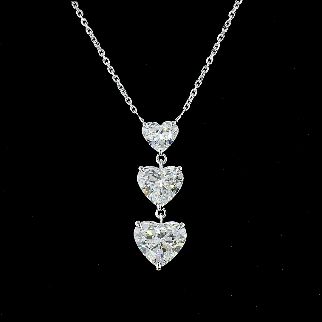 3.01 CT Heart Lab Grown Diamond Pendant in 14K White Gold – close-up