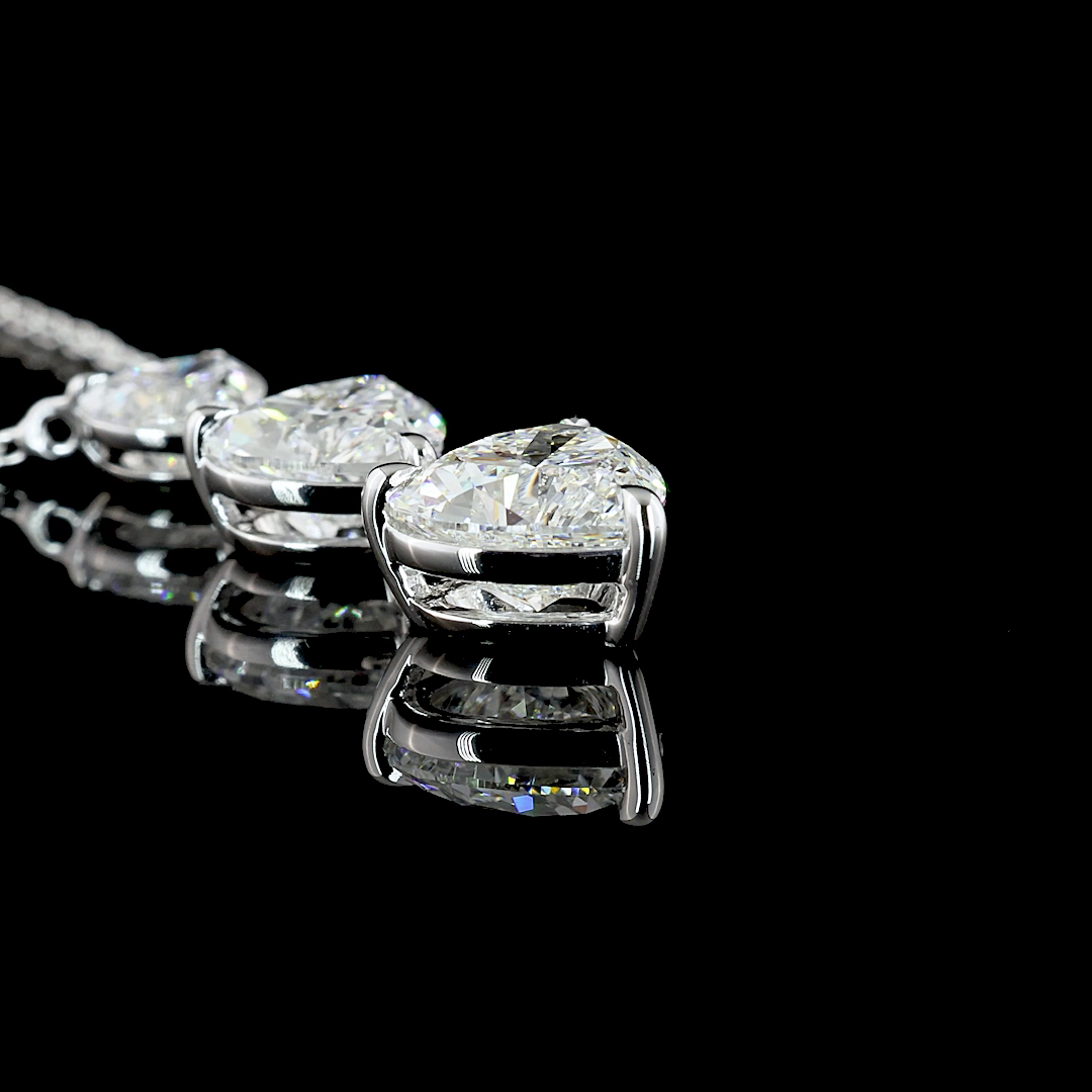 3.01 CT Heart Lab Grown Diamond Pendant in 14K White Gold – side view