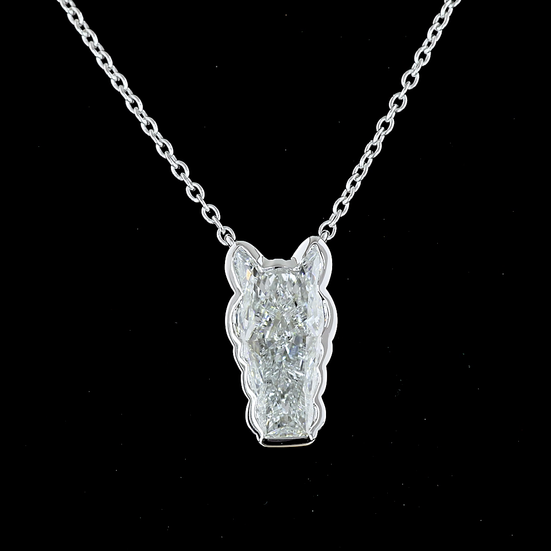 4.1 CT Horse Lab Grown Diamond Pendant in 18K White Gold – close-up