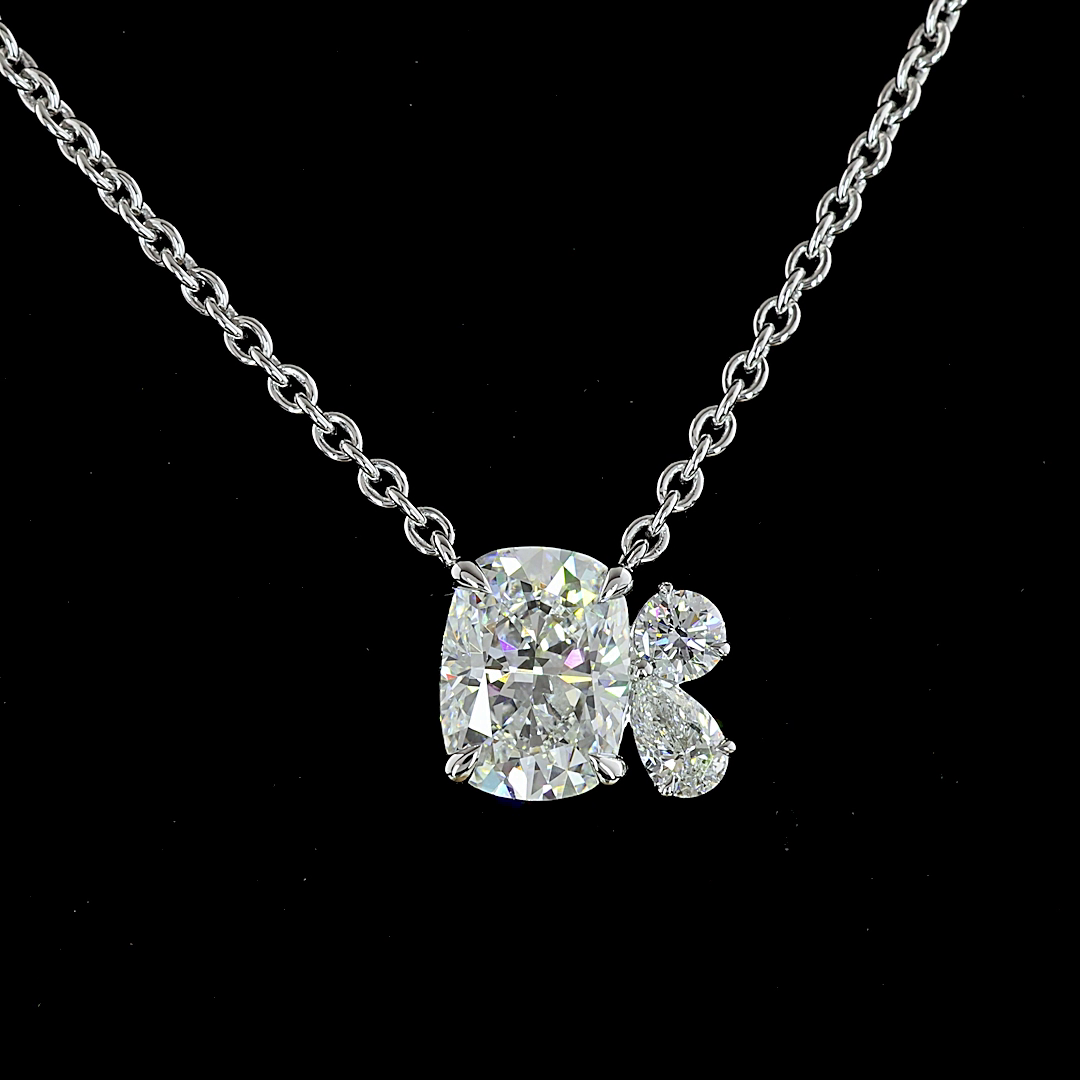 2.18 CT Mixed Shape Lab Grown Diamond Pendant in 14K White Gold – close-up