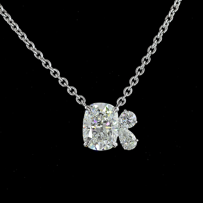 2.18 CT Mixed Shape Lab Grown Diamond Pendant in 14K White Gold – close-up
