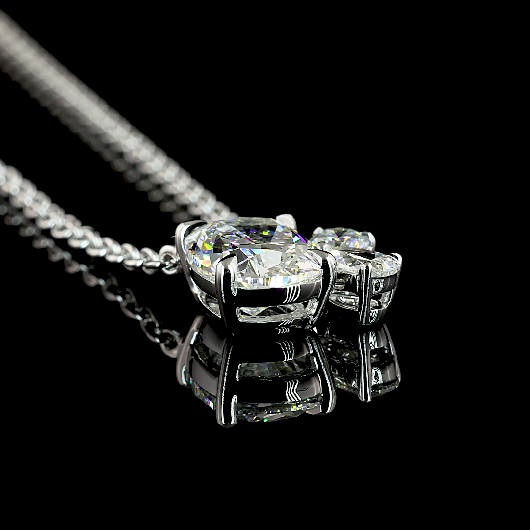 2.18 CT Mixed Shape Lab Grown Diamond Pendant in 14K White Gold – side view