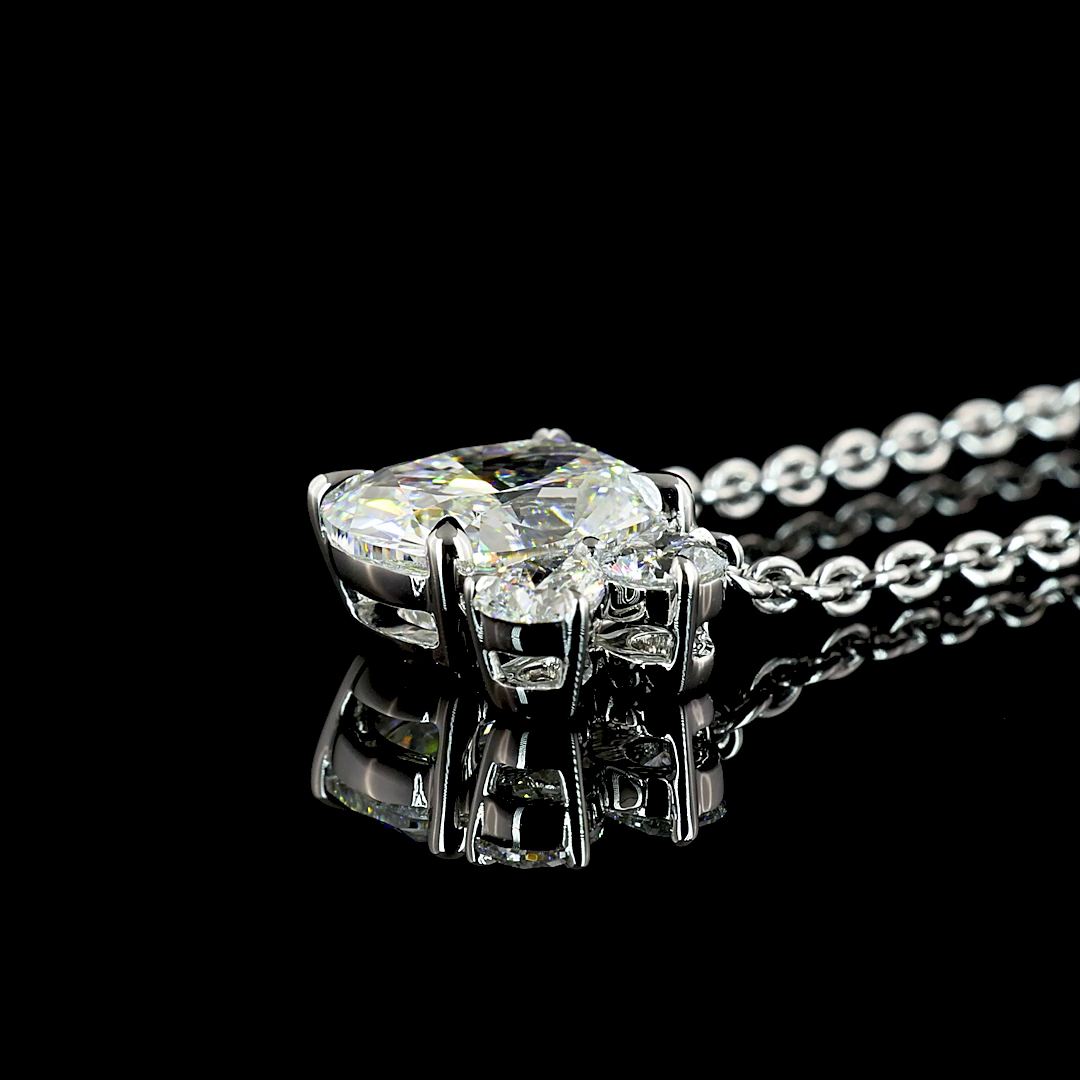 2.18 CT Mixed Shape Lab Grown Diamond Pendant in 14K White Gold – detail