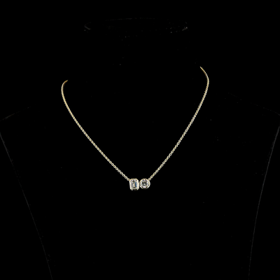 2.22 CT Emerald Lab Grown Diamond Toi et Moi Pendant in 14K Yellow Gold