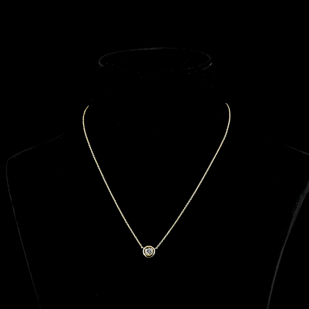 0.26 CT Round Lab Grown Diamond Solitaire Pendant in 14K Yellow Gold