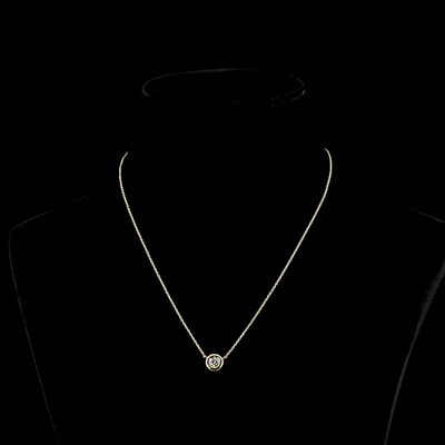 0.26 CT Round Lab Grown Diamond Solitaire Pendant in 14K Yellow Gold