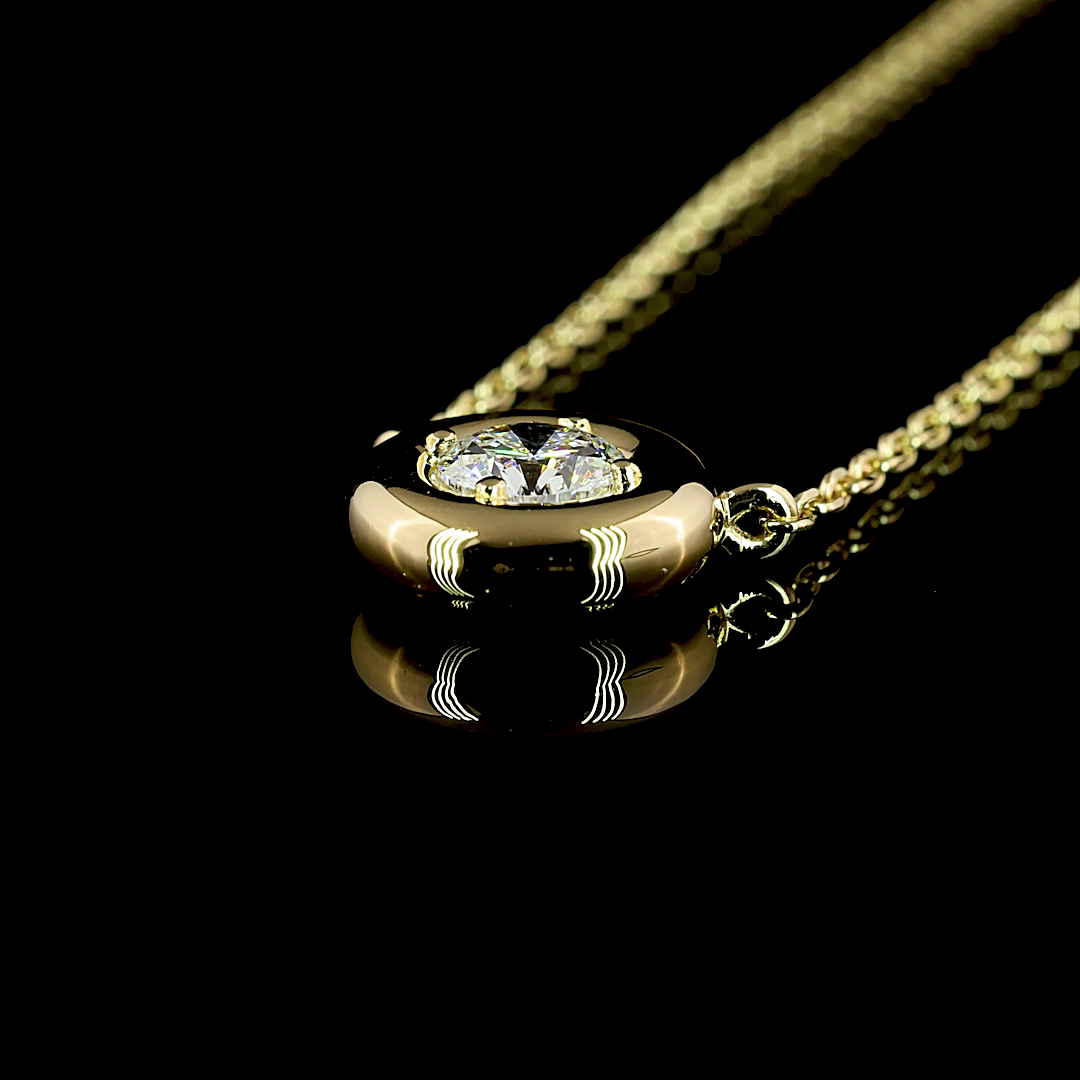 0.26 CT Round Lab Grown Diamond Solitaire Pendant in 14K Yellow Gold – detail