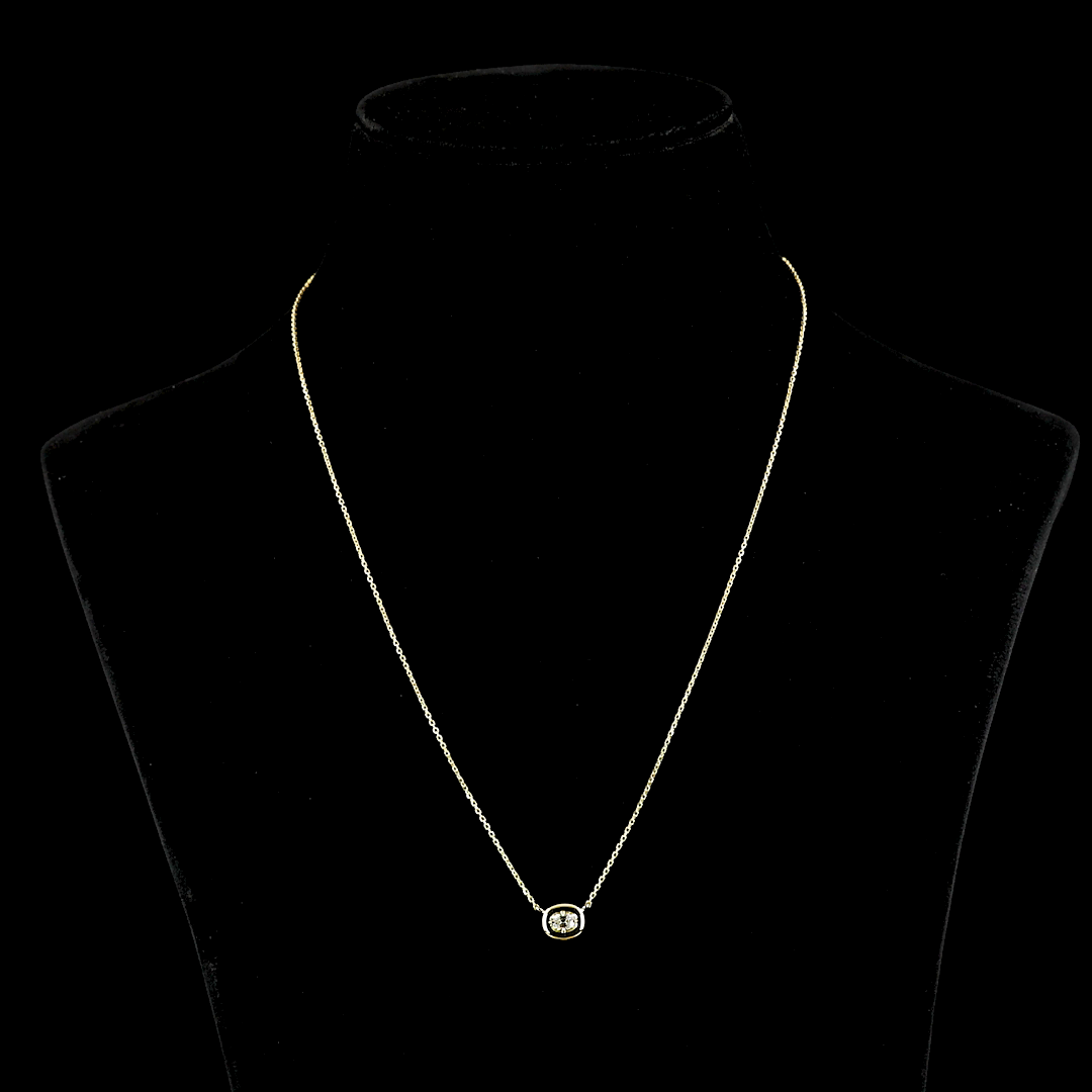 0.25 CT Antique Cushion Lab Grown Diamond Solitaire Pendant in 14K Yellow Gold