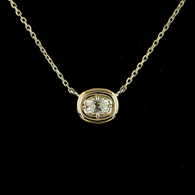 0.25 CT Antique Cushion Lab Grown Diamond Solitaire Pendant in 14K Yellow Gold – close-up