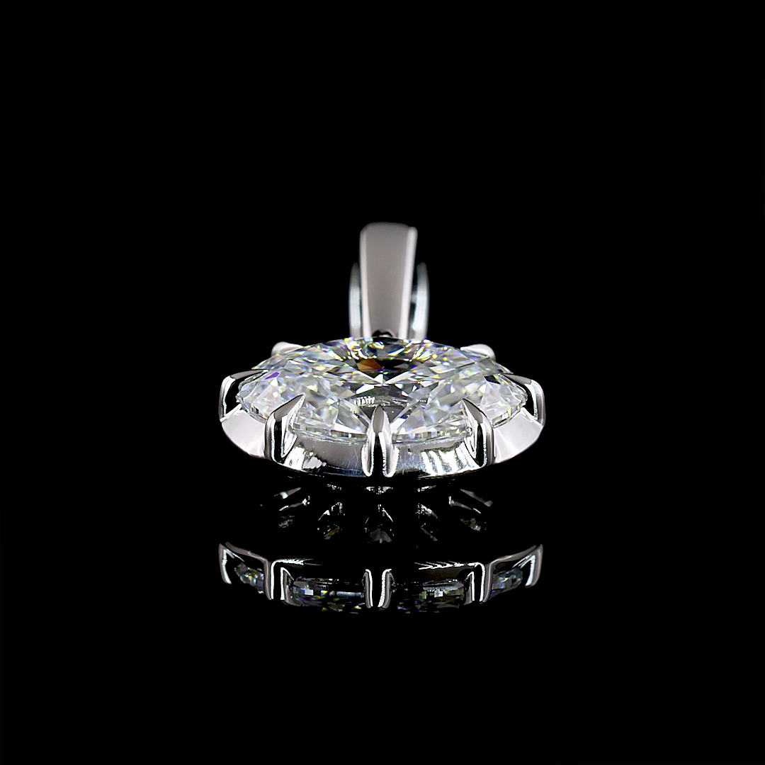 1.0 CT Oval Lab Grown Diamond Solitaire Pendant in 14K White Gold