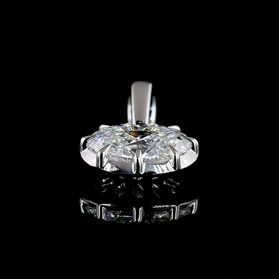 1.0 CT Oval Lab Grown Diamond Solitaire Pendant in 14K White Gold