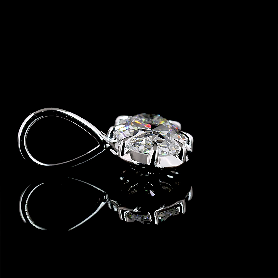 1.0 CT Oval Lab Grown Diamond Solitaire Pendant in 14K White Gold – detail