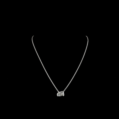 1.58 CT Emerald Lab Grown Diamond Toi et Moi Pendant in 14K White Gold