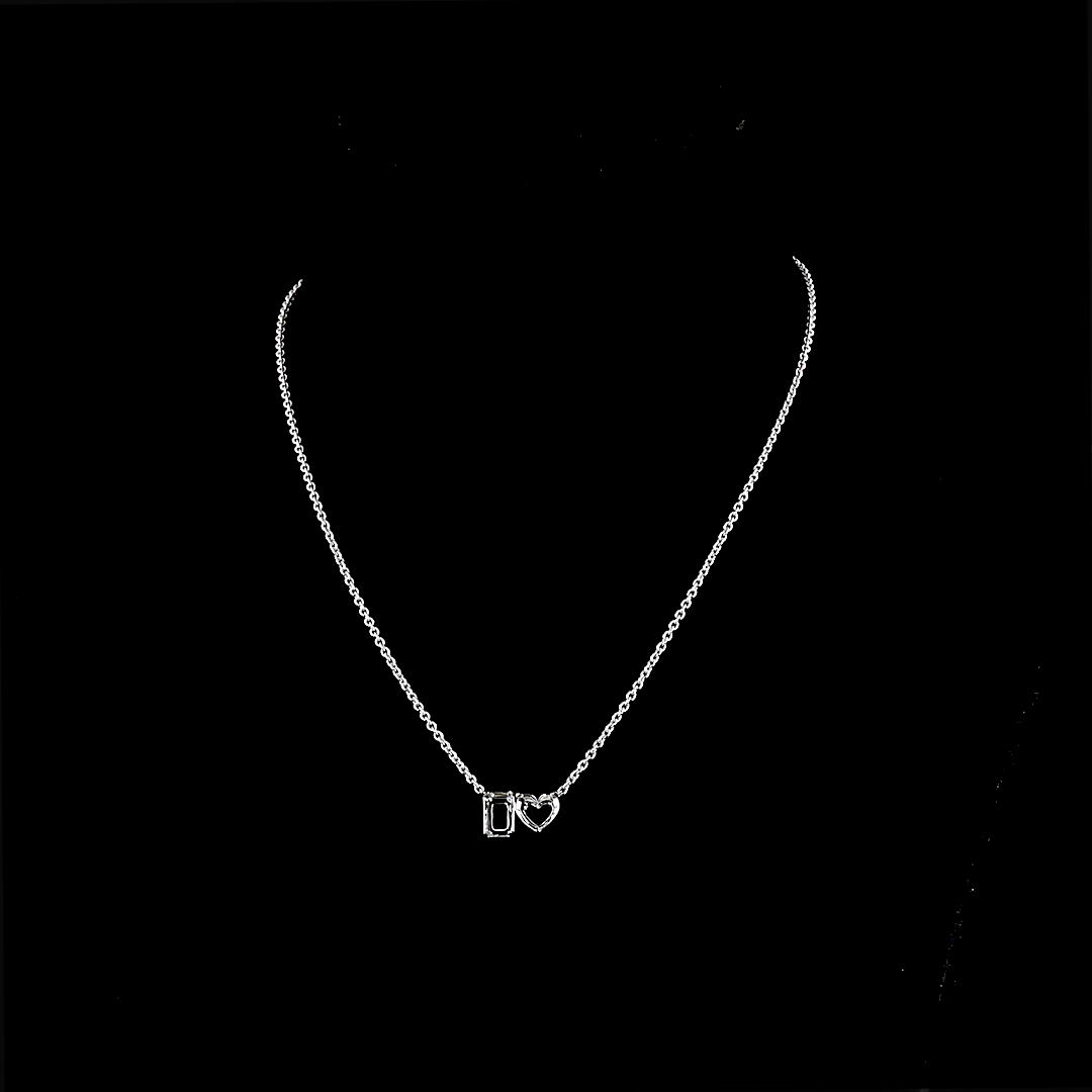 3.02 CT Heart Lab Grown Diamond Toi et Moi Pendant in 14K White Gold