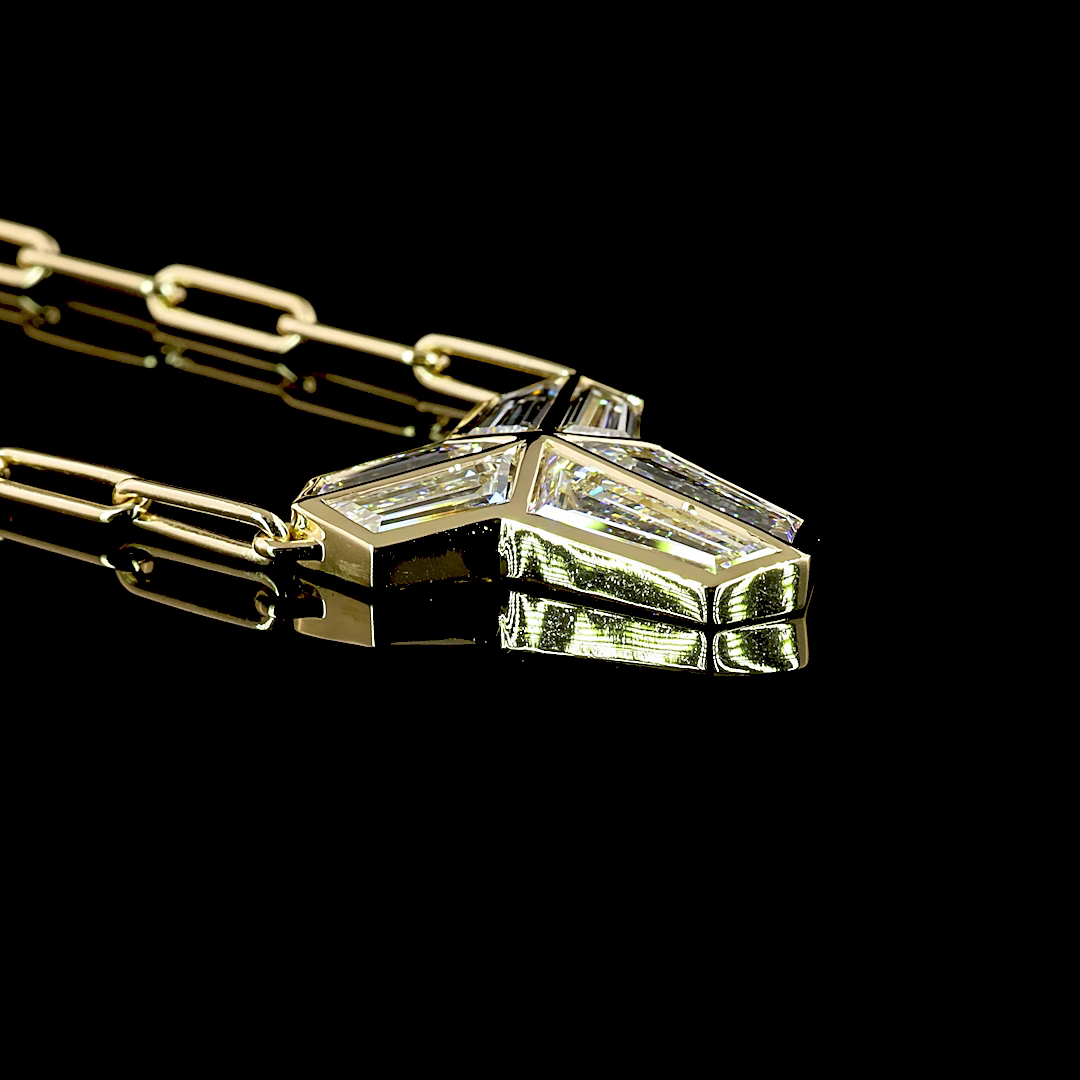 3.13 CT Lab Grown Diamond Pendant in 14K Yellow Gold – side view