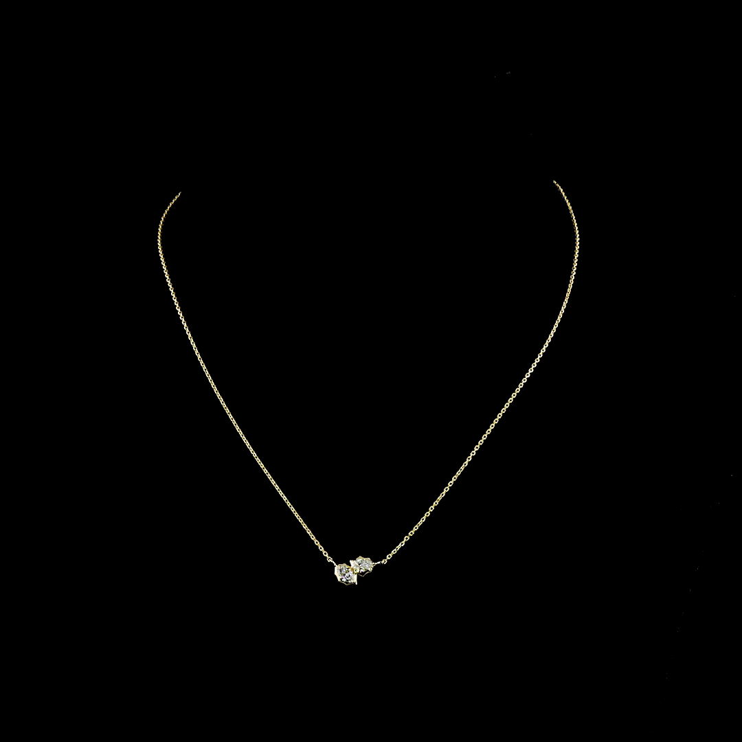 0.41 CT Pear Lab Grown Diamond Toi et Moi Pendant in 14K Yellow Gold