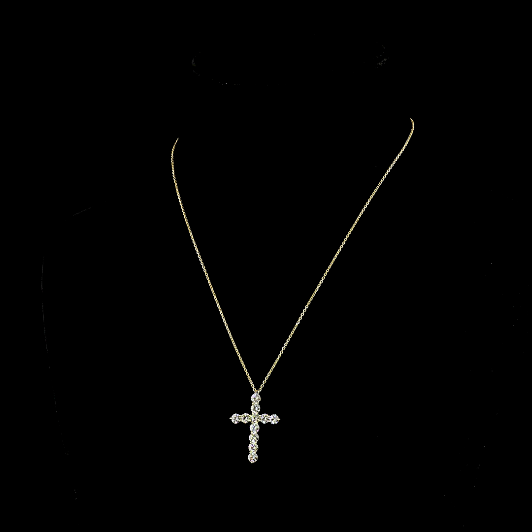 1.91 CT Round Lab Grown Diamond Cross Pendant in 14K Yellow Gold