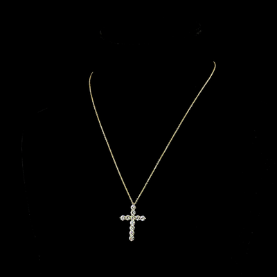 1.91 CT Round Lab Grown Diamond Cross Pendant in 14K Yellow Gold