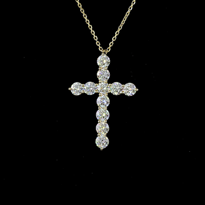 1.91 CT Round Lab Grown Diamond Cross Pendant in 14K Yellow Gold – close-up