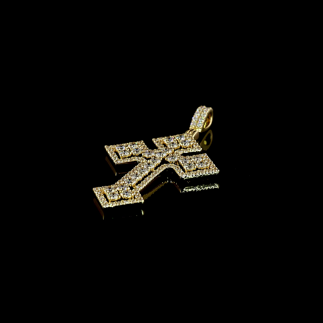 1.22 CT Round Lab Grown Diamond Pendant in 14K Yellow Gold – side view