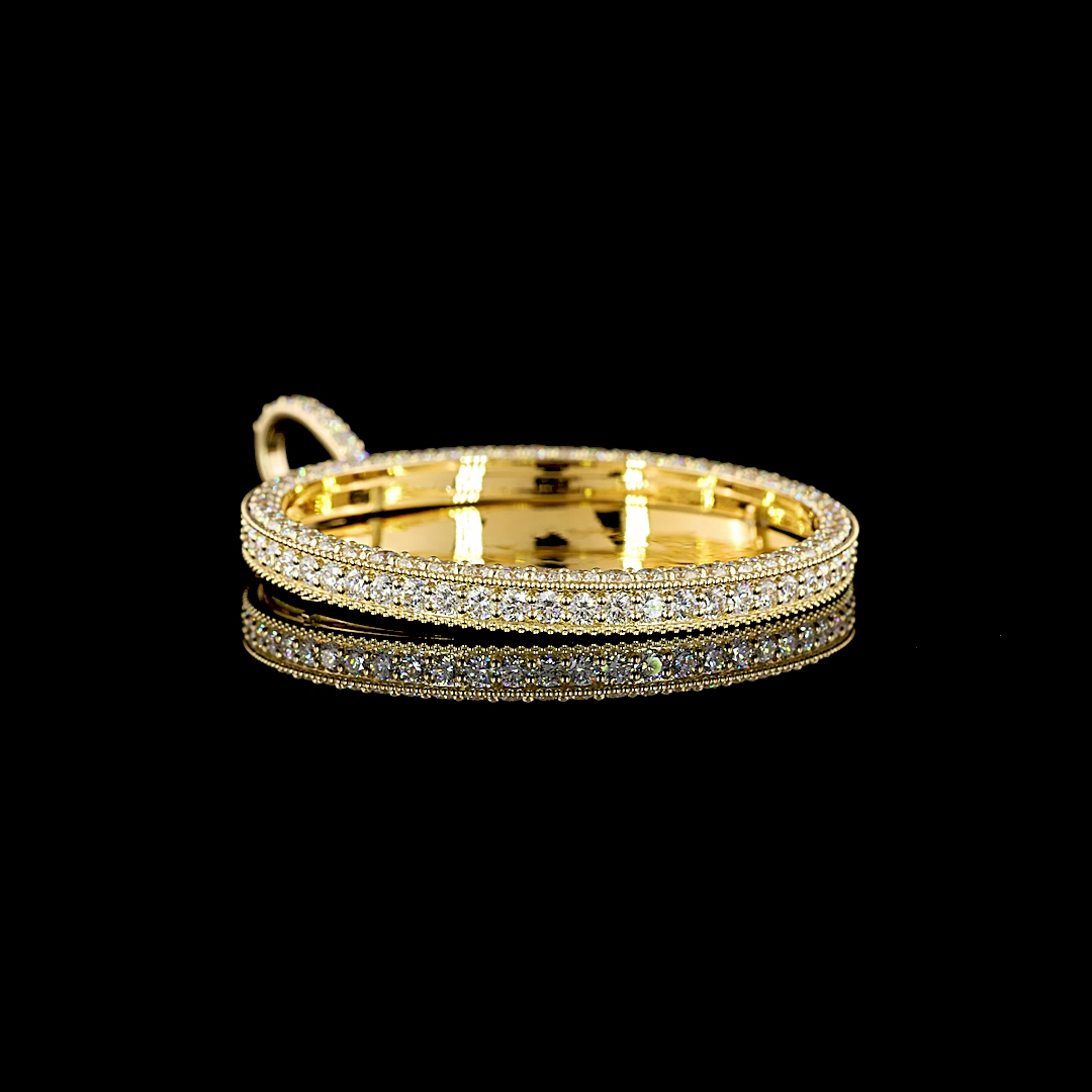 6.87 CT Round Lab Grown Diamond Pendant in 14K Yellow Gold – close-up