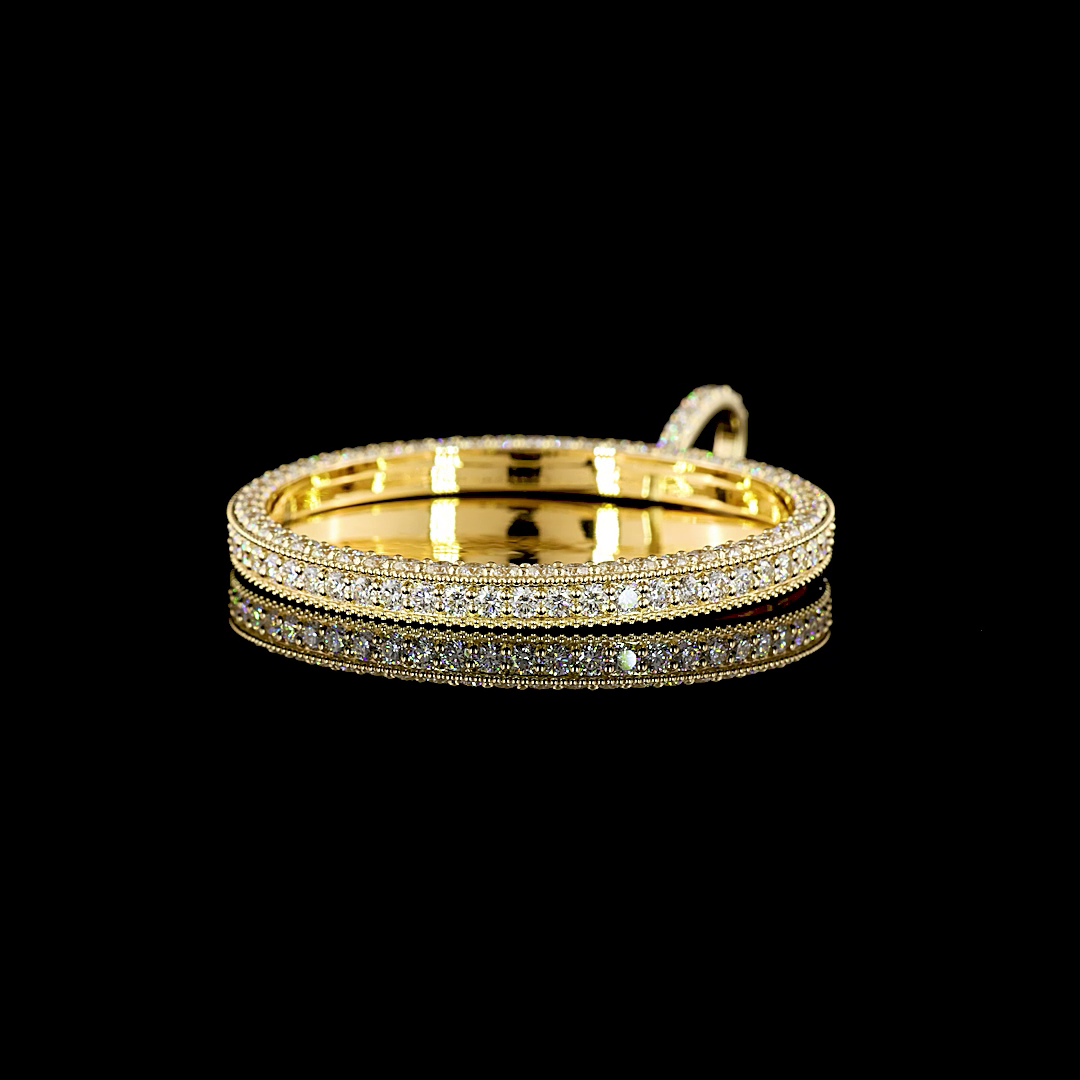 6.87 CT Round Lab Grown Diamond Pendant in 14K Yellow Gold – side view