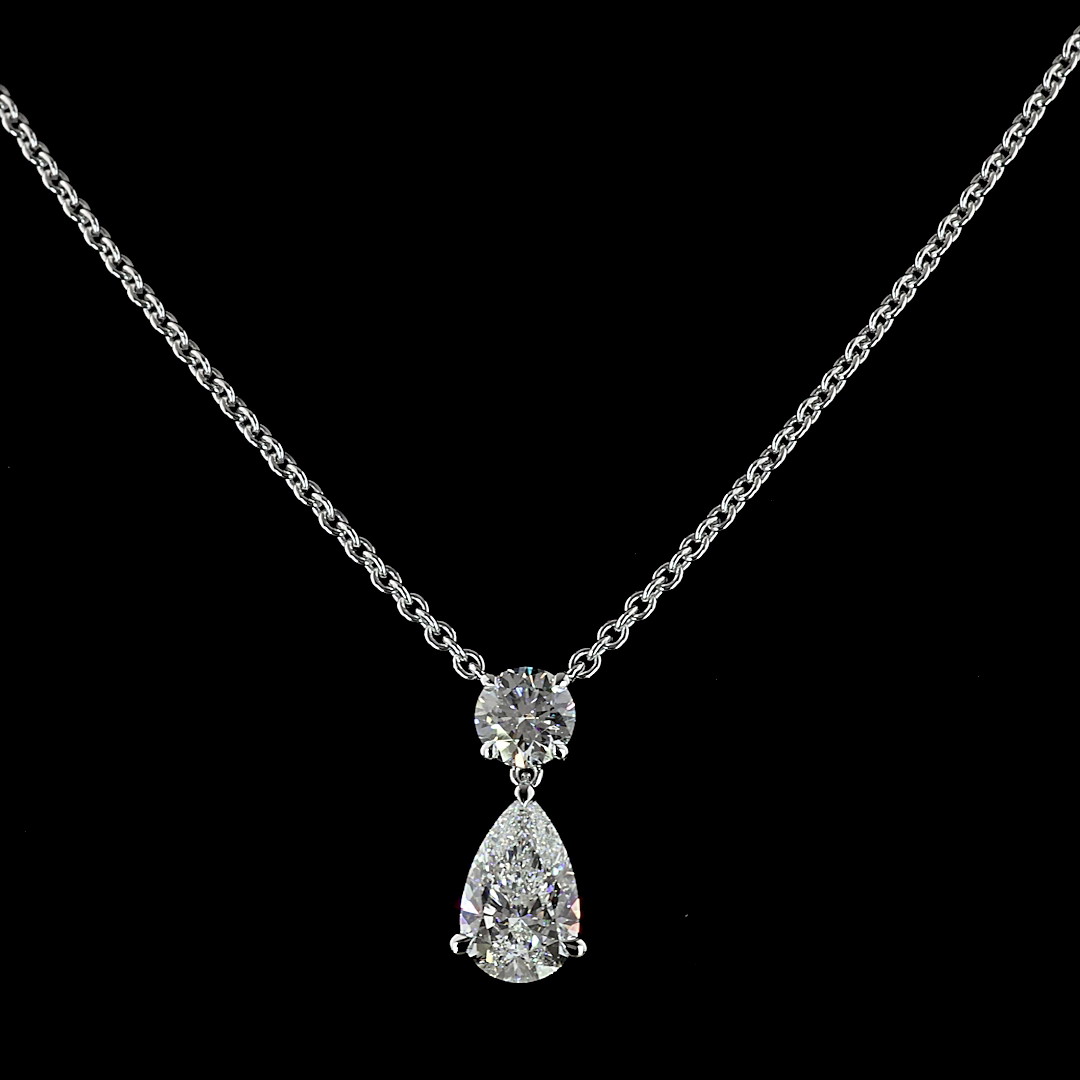 2.43 CT Pear Lab Grown Diamond Pendant in 14K White Gold