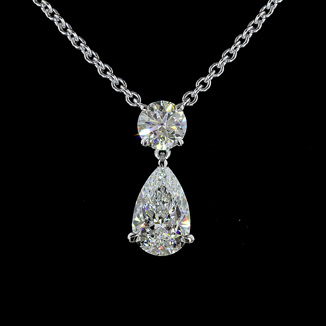 2.43 CT Pear Lab Grown Diamond Pendant in 14K White Gold – close-up