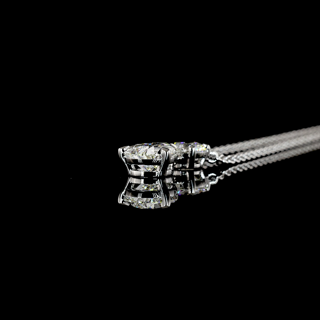 2.43 CT Pear Lab Grown Diamond Pendant in 14K White Gold – side view