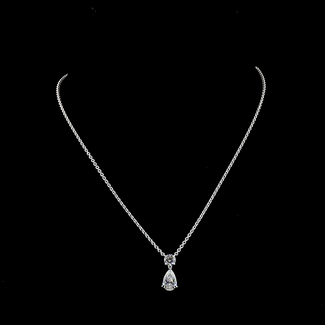 2.43 CT Pear Lab Grown Diamond Pendant in 14K White Gold – detail
