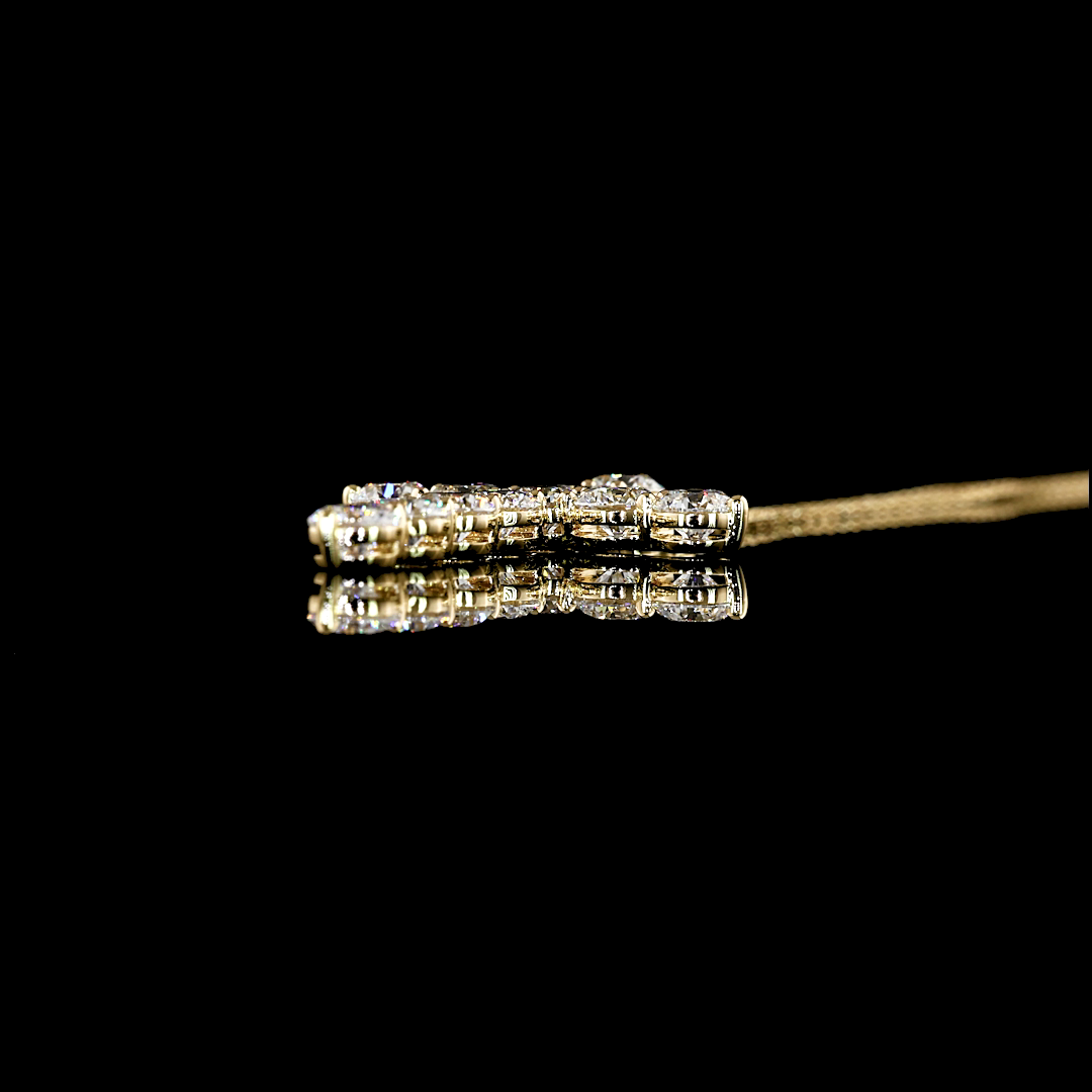 3.04 CT Round Lab Grown Diamond Cross Pendant in 14K Yellow Gold – side view