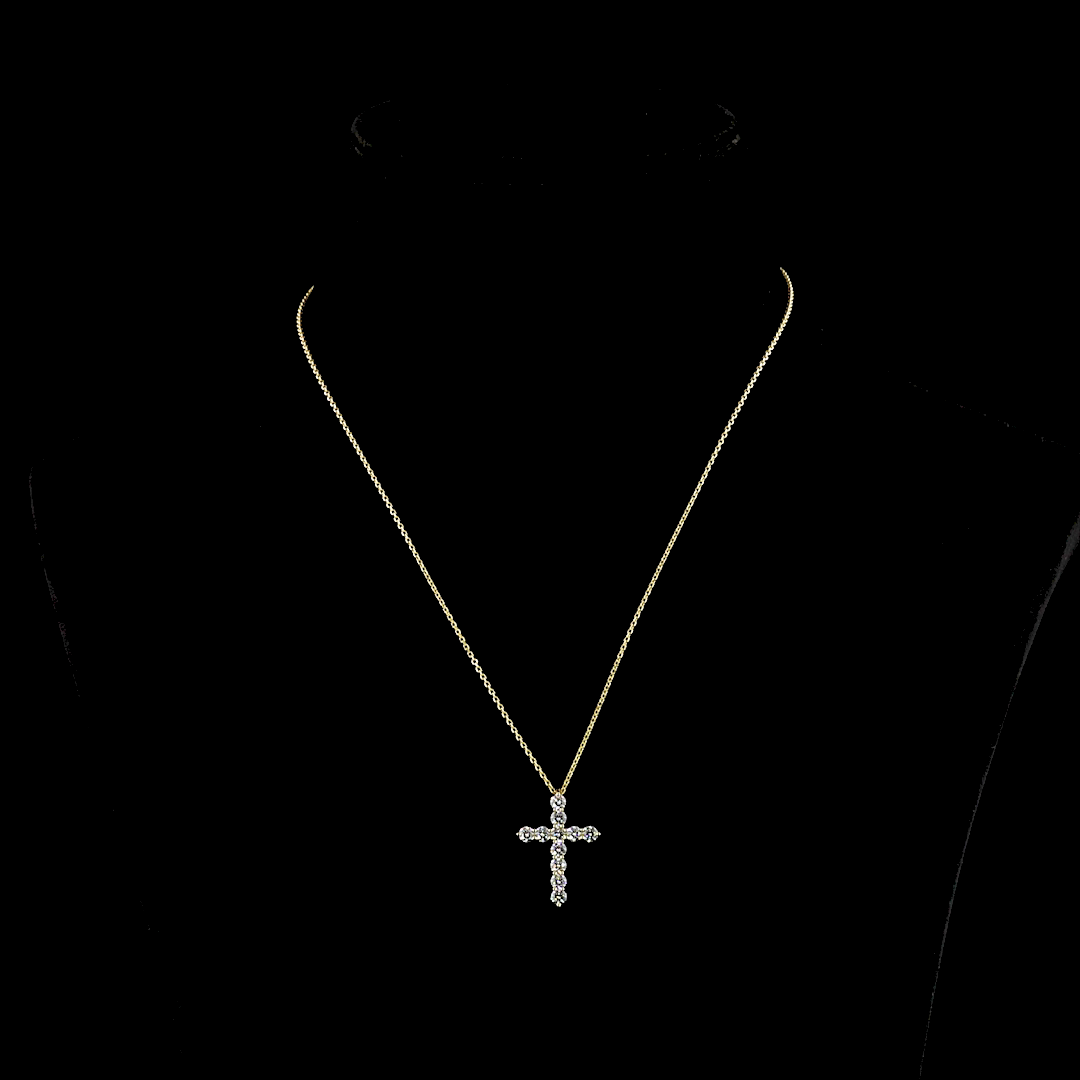 1.86 CT Round Lab Grown Diamond Cross Pendant in 14K Yellow Gold