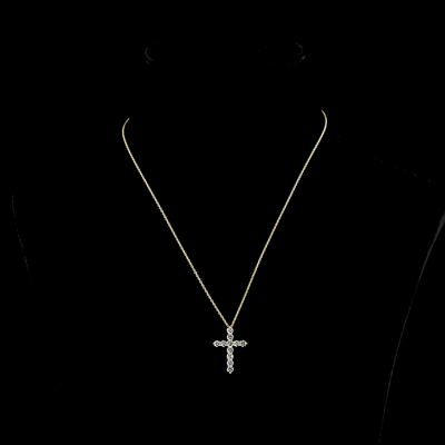 1.86 CT Round Lab Grown Diamond Cross Pendant in 14K Yellow Gold