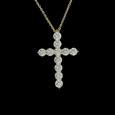 1.86 CT Round Lab Grown Diamond Cross Pendant in 14K Yellow Gold – close-up