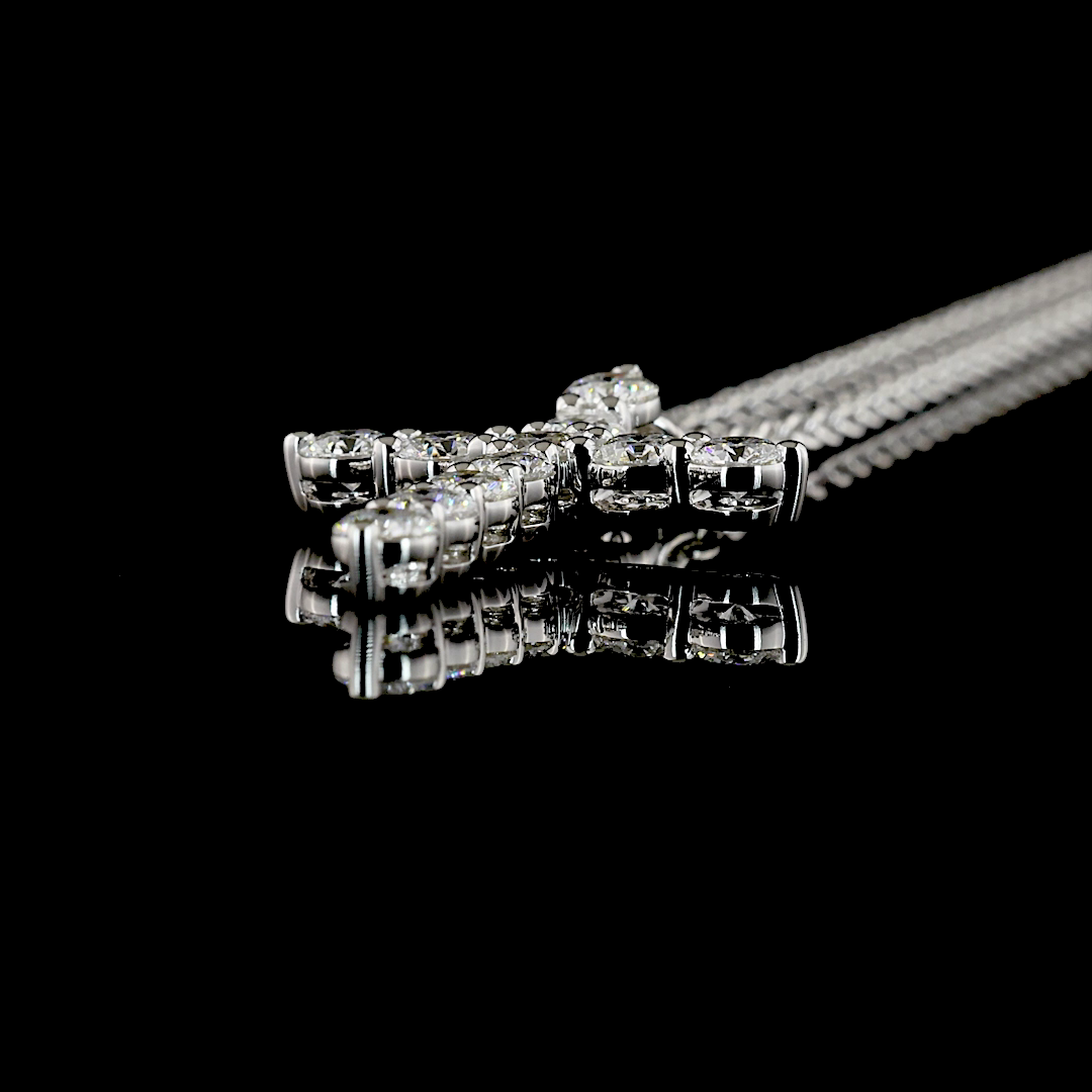 0.94 CT Round Lab Grown Diamond Cross Pendant in 14K White Gold – side view