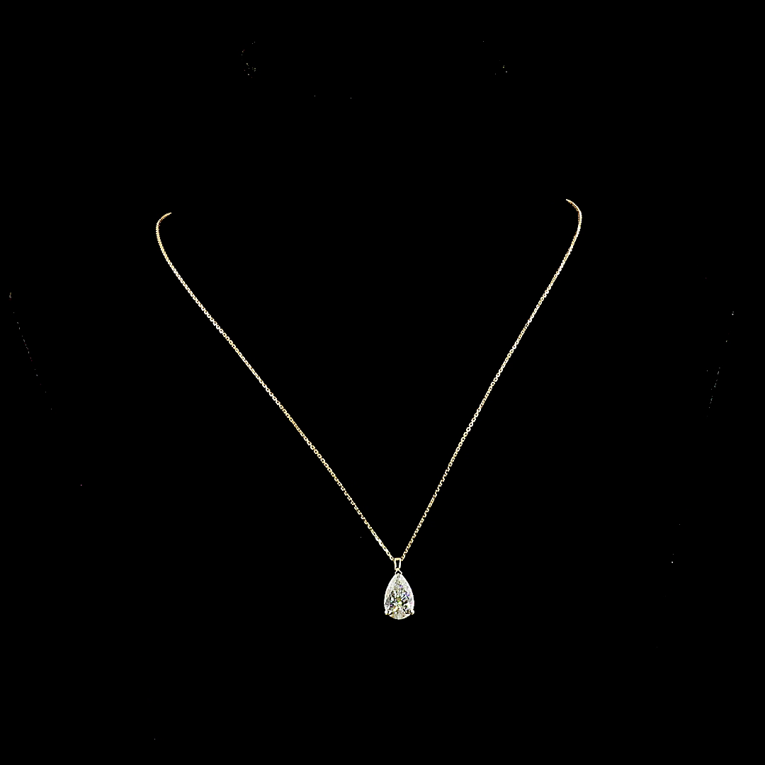 3.13 CT Pear Lab Grown Diamond Solitaire Pendant in 14K Yellow Gold