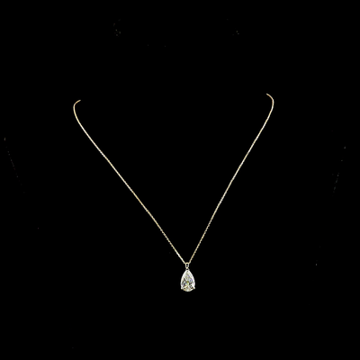 3.13 CT Pear Lab Grown Diamond Solitaire Pendant in 14K Yellow Gold