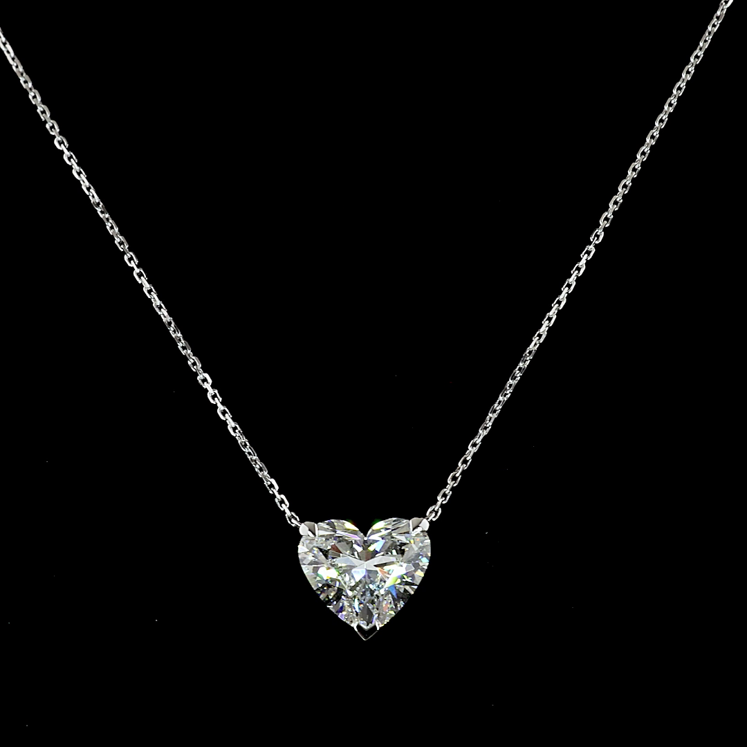 3.49 CT Heart Lab Grown Diamond Solitaire Pendant in 14K White Gold