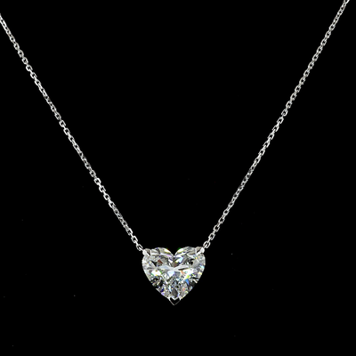 3.49 CT Heart Lab Grown Diamond Solitaire Pendant in 14K White Gold