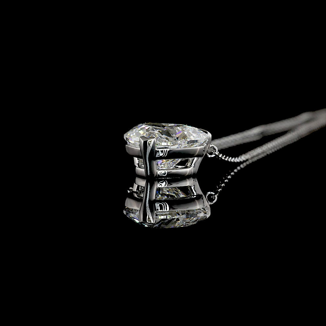 3.49 CT Heart Lab Grown Diamond Solitaire Pendant in 14K White Gold – side view