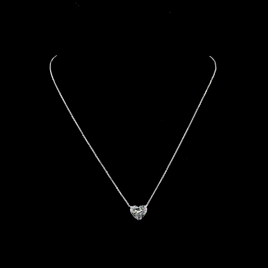 3.49 CT Heart Lab Grown Diamond Solitaire Pendant in 14K White Gold – detail