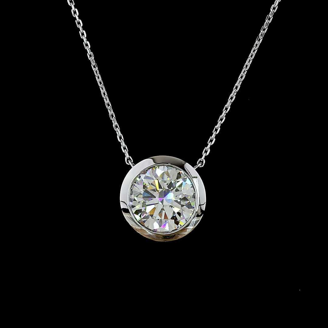 4.08 CT Round Lab Grown Diamond Solitaire Pendant in 14K White Gold – close-up