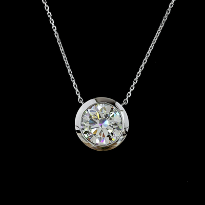 4.08 CT Round Lab Grown Diamond Solitaire Pendant in 14K White Gold – close-up