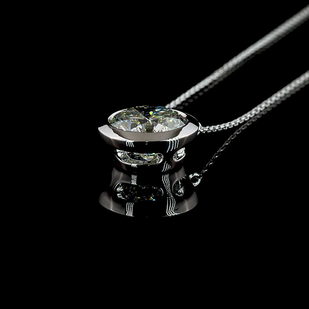 4.08 CT Round Lab Grown Diamond Solitaire Pendant in 14K White Gold – detail