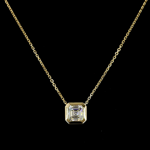 1.0 CT Asscher Lab Grown Diamond Solitaire Pendant in 14K Yellow Gold