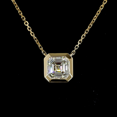 1.0 CT Asscher Lab Grown Diamond Solitaire Pendant in 14K Yellow Gold – close-up