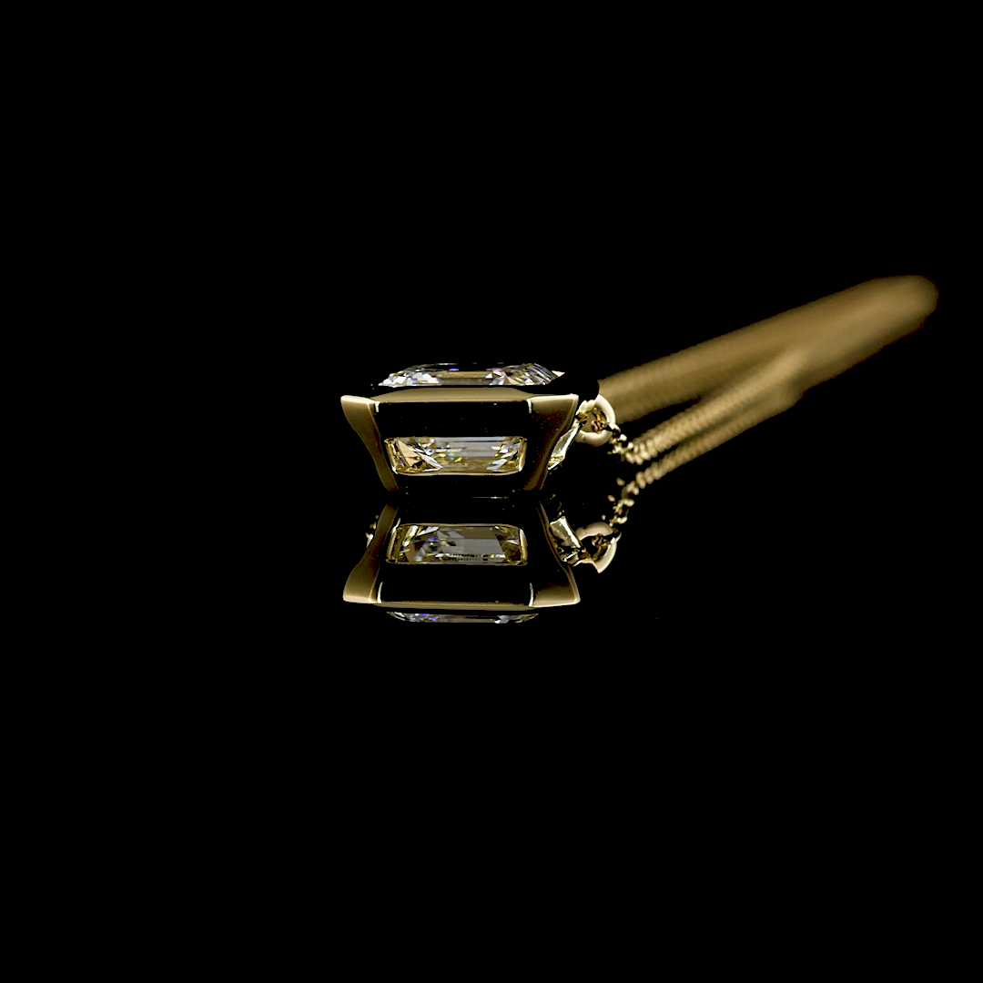 1.0 CT Asscher Lab Grown Diamond Solitaire Pendant in 14K Yellow Gold – side view
