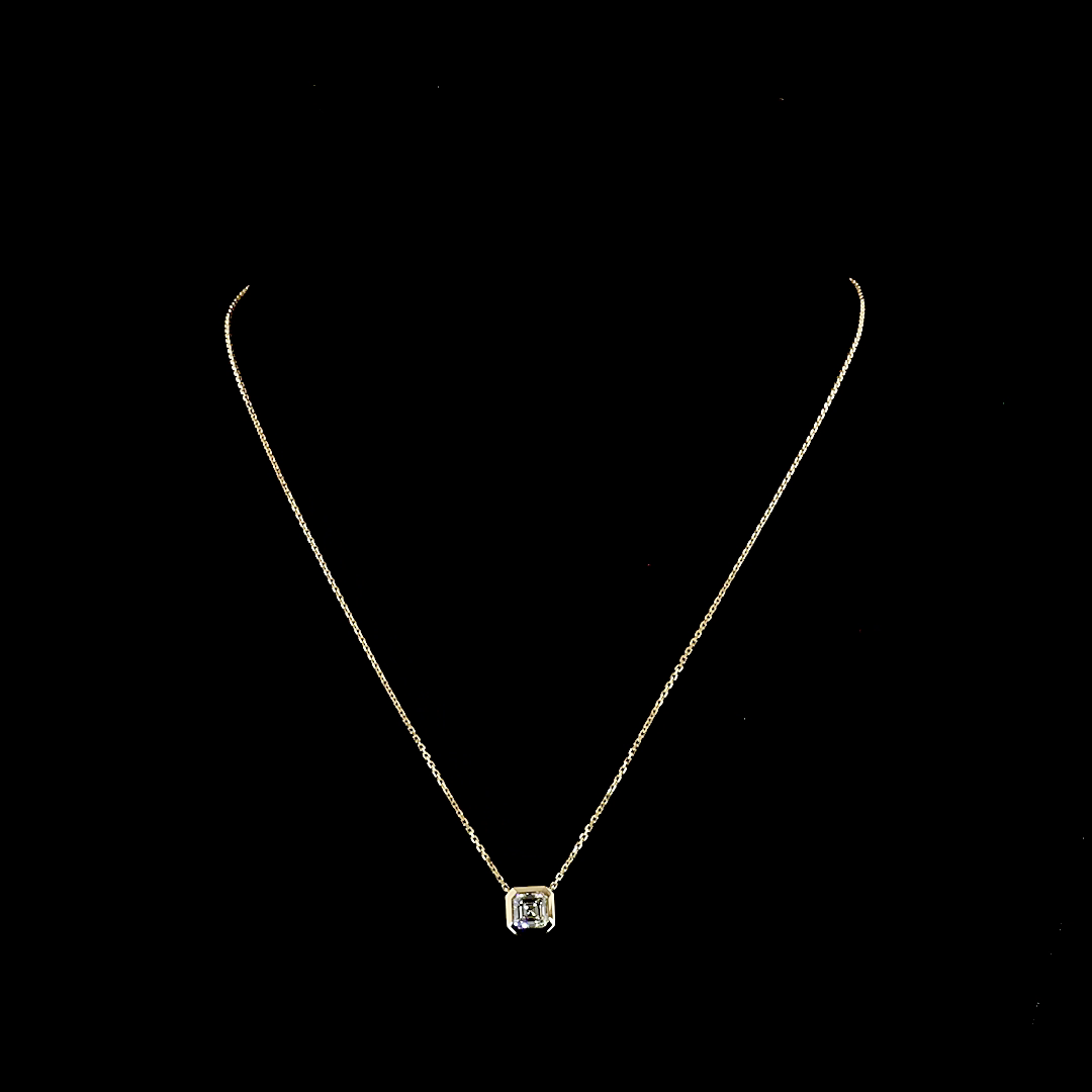 1.0 CT Asscher Lab Grown Diamond Solitaire Pendant in 14K Yellow Gold – detail