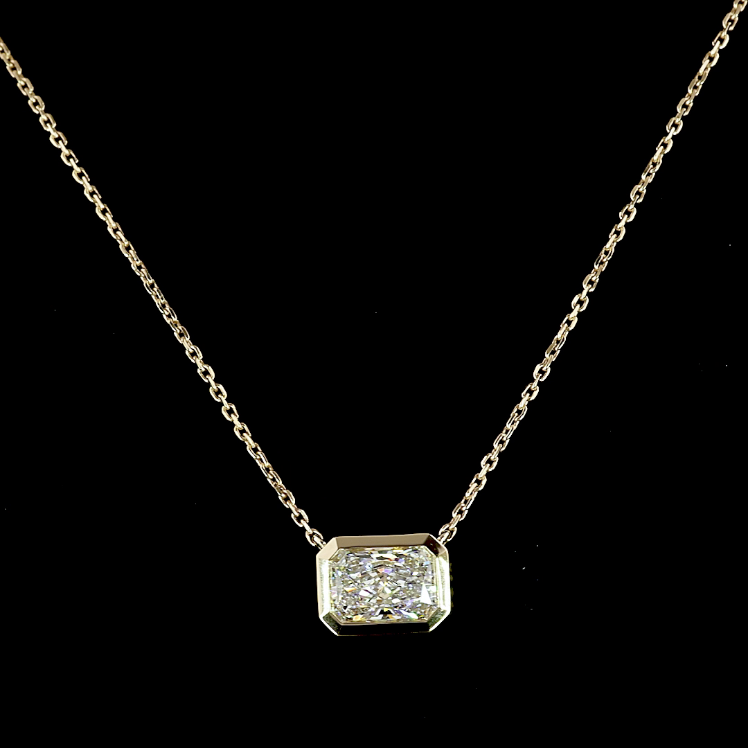 1.04 CT Emerald Lab Grown Diamond Solitaire Pendant in 14K Yellow Gold